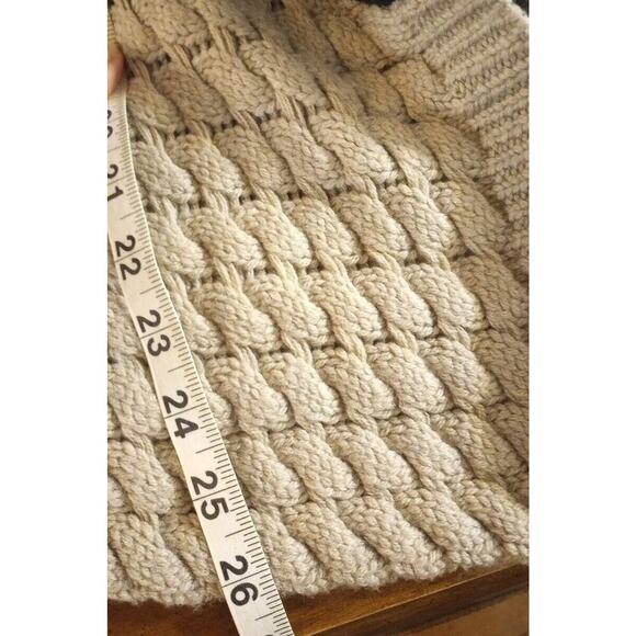 LABEL + Thread Women's Merino Wool Cardigan Open Front Black Tan Heavy Grunge - Picture 9 of 9